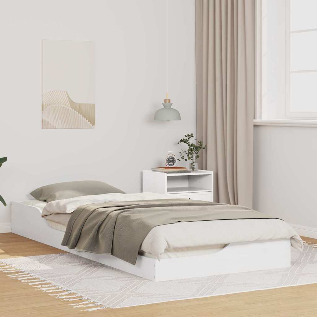 vidaXL Ramka łóżka Biały 90 x 220 cm Lite drewno sosnowe