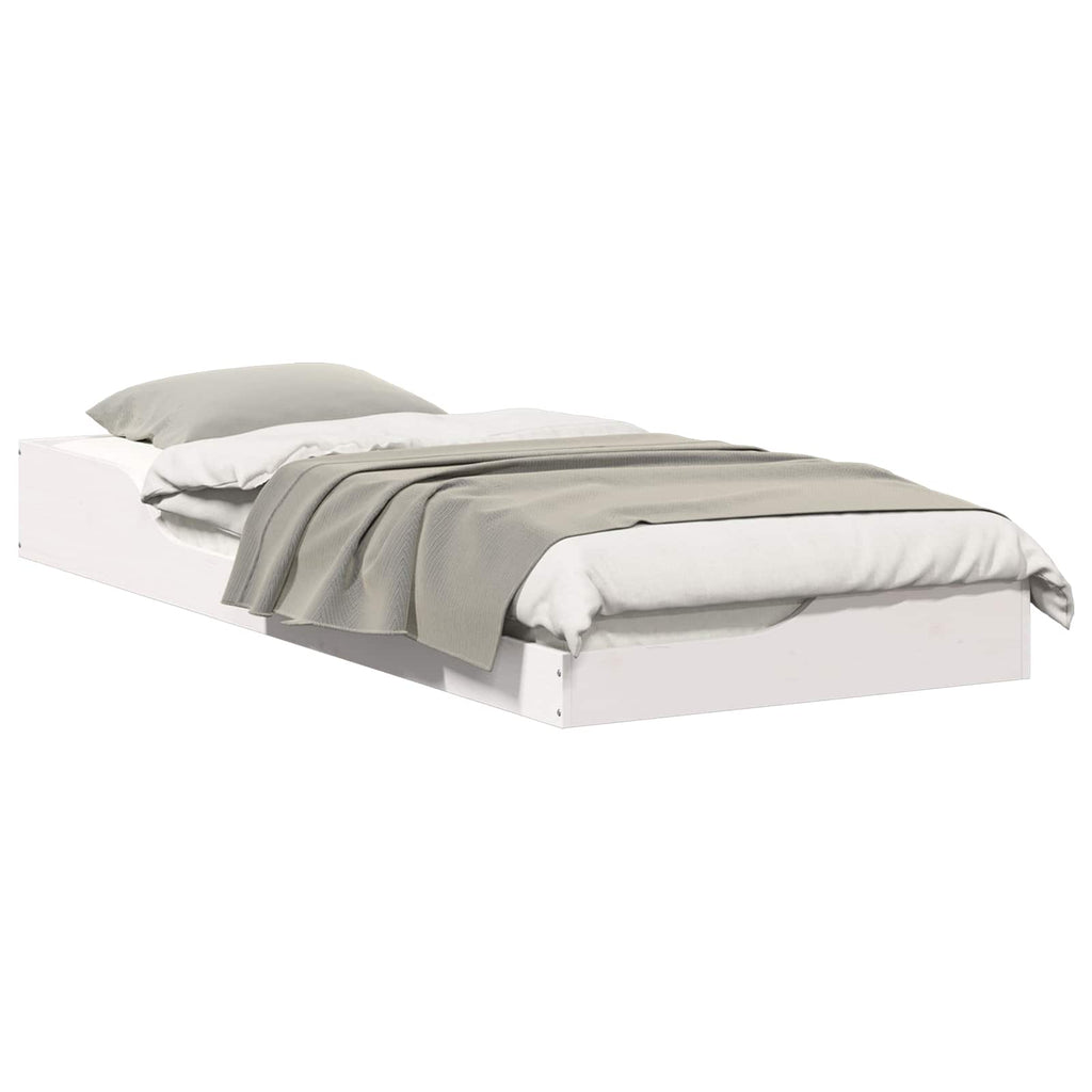 vidaXL Ramka łóżka Biały 90 x 220 cm Lite drewno sosnowe