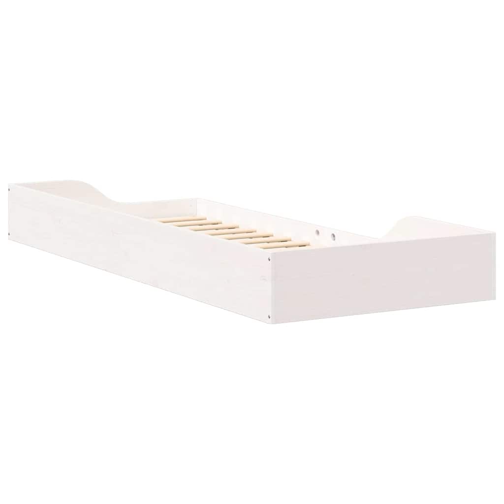 vidaXL Ramka łóżka Biały 90 x 220 cm Lite drewno sosnowe