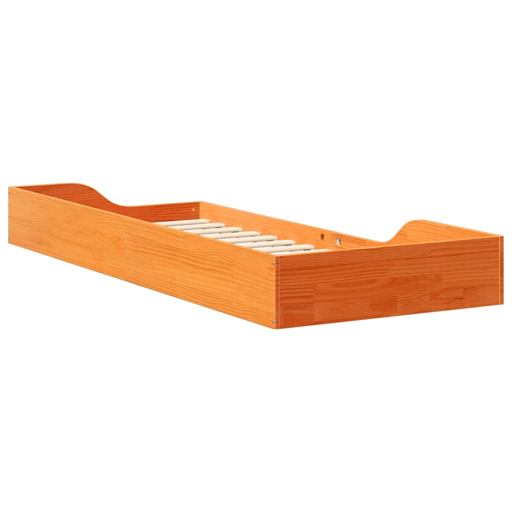 vidaXL Ramka łóżka Woskowy Brąz 90 x 220 cm Lite drewno sosnowe