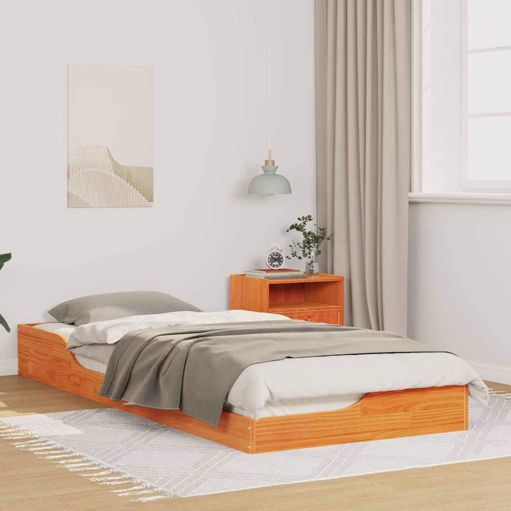 vidaXL Ramka łóżka Woskowy Brąz 100 x 220 cm Lite drewno sosnowe
