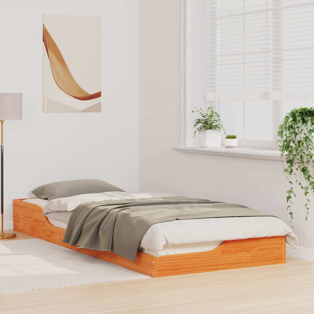 vidaXL Ramka łóżka Woskowy Brąz 100 x 220 cm Lite drewno sosnowe