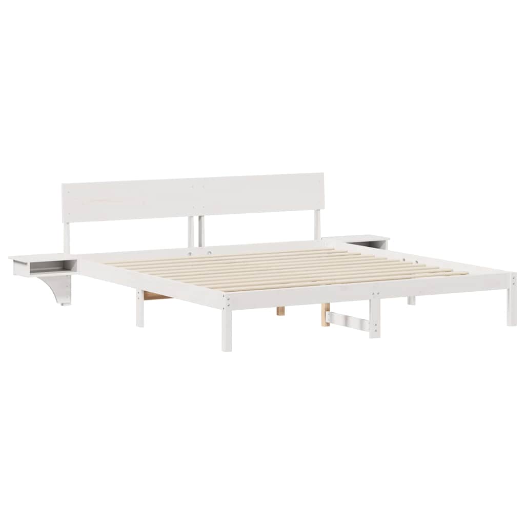 vidaXL Ramka łóżka Z zagłówkiem Biały 180 x 200 cm Lite drewno sosnowe