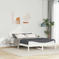vidaXL Ramka łóżka Z zagłówkiem Biały 150 x 200 cm Lite drewno sosnowe