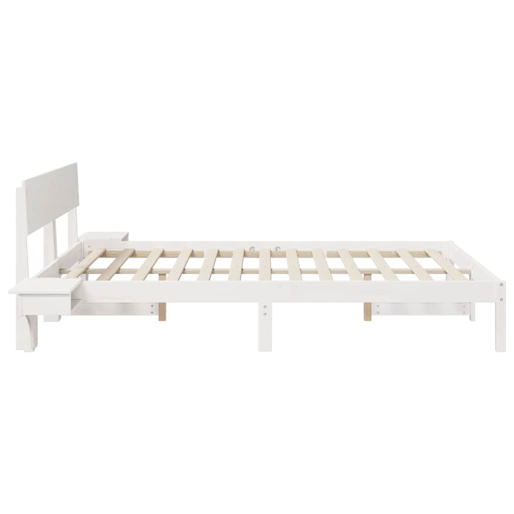 vidaXL Ramka łóżka Z zagłówkiem Biały 150 x 200 cm Lite drewno sosnowe