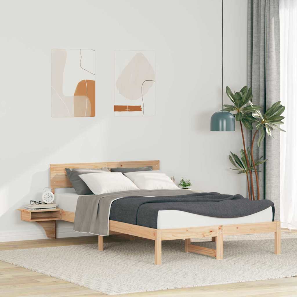 vidaXL Ramka łóżka Brązowy 140 x 200 cm Lite drewno sosnowe