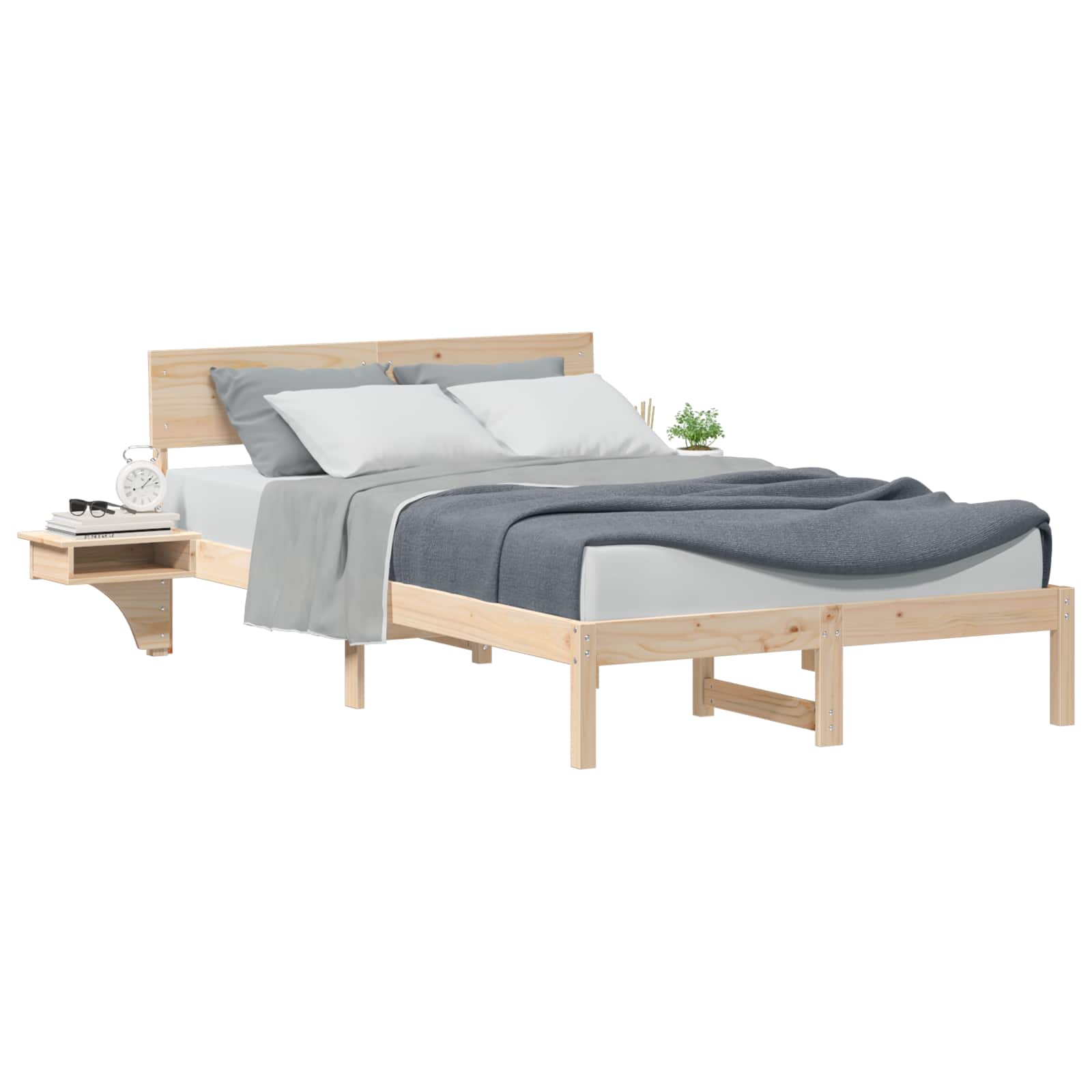vidaXL Ramka łóżka Brązowy 140 x 200 cm Lite drewno sosnowe