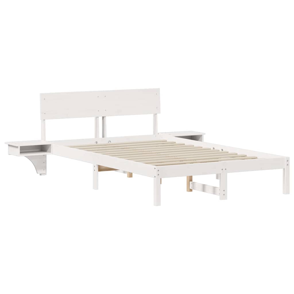 vidaXL Ramka łóżka Z zagłówkiem Biały 120 x 200 cm Lite drewno sosnowe