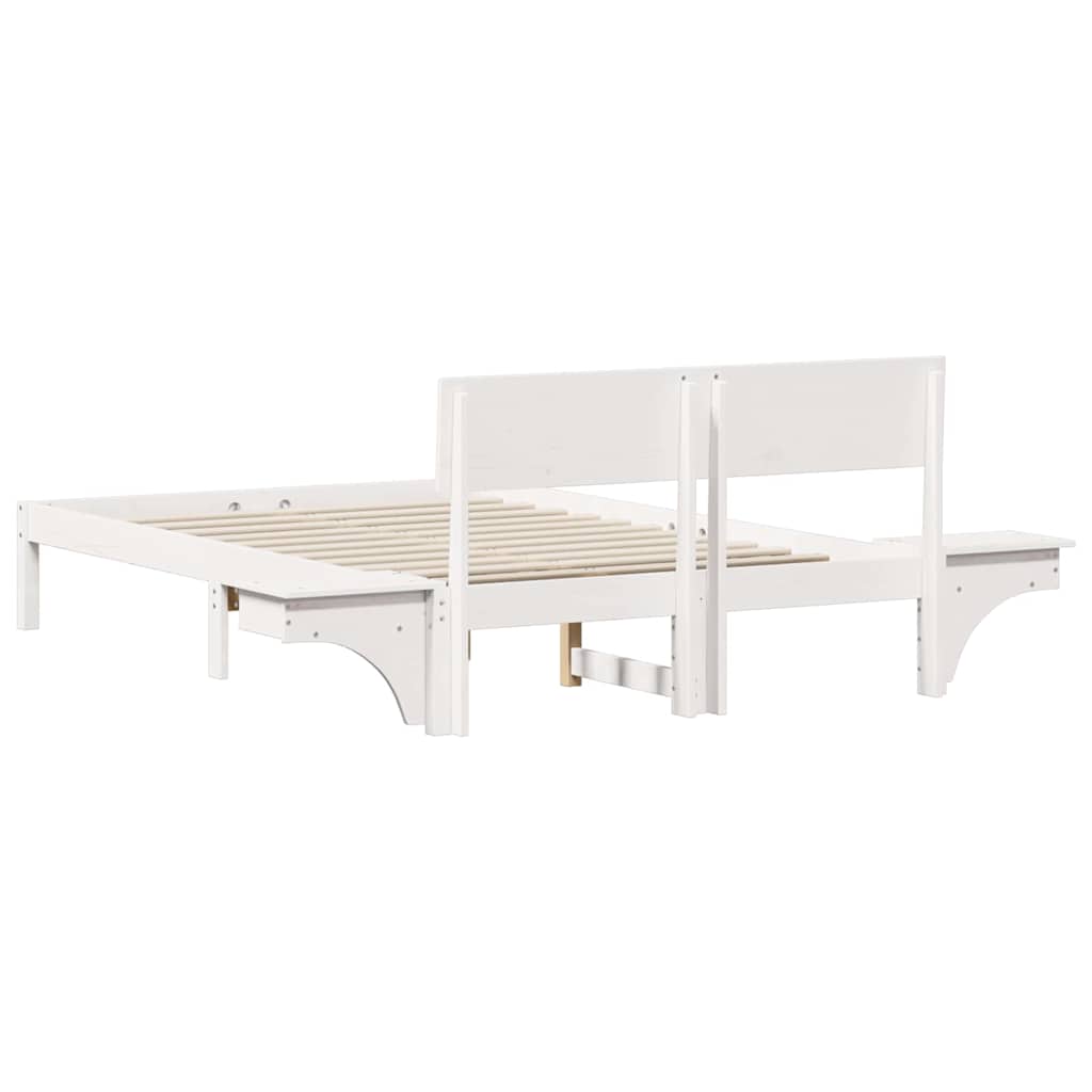 vidaXL Ramka łóżka Z zagłówkiem Biały 120 x 200 cm Lite drewno sosnowe