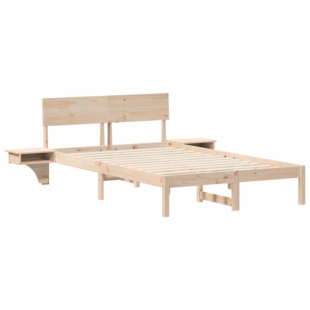 vidaXL Ramka łóżka Brązowy 140 x 190 cm Lite drewno sosnowe