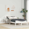 vidaXL Ramka łóżka Z zagłówkiem Biały 140 x 190 cm Lite drewno sosnowe