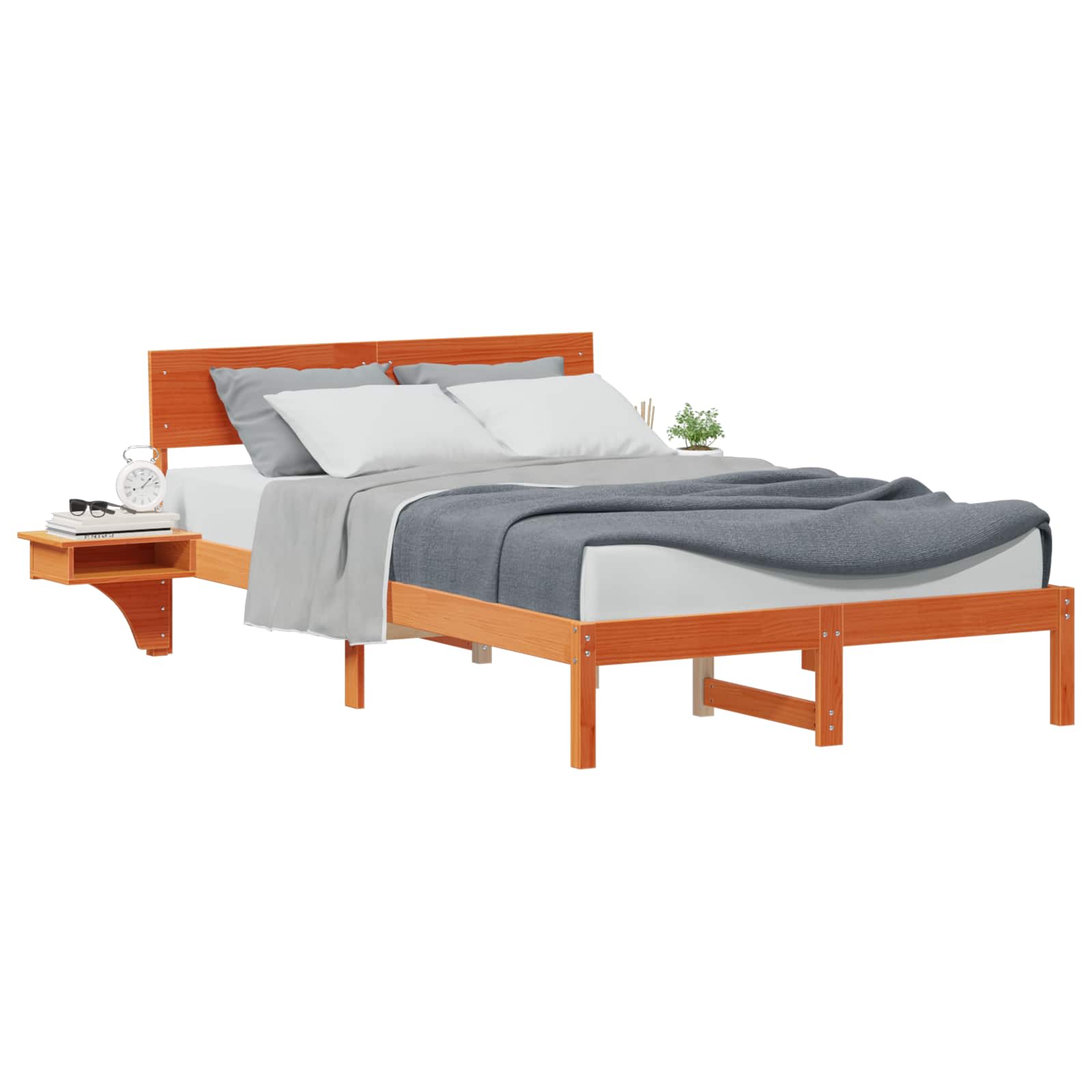 vidaXL Ramka łóżka Woskowy Brąz 140 x 190 cm Lite drewno sosnowe