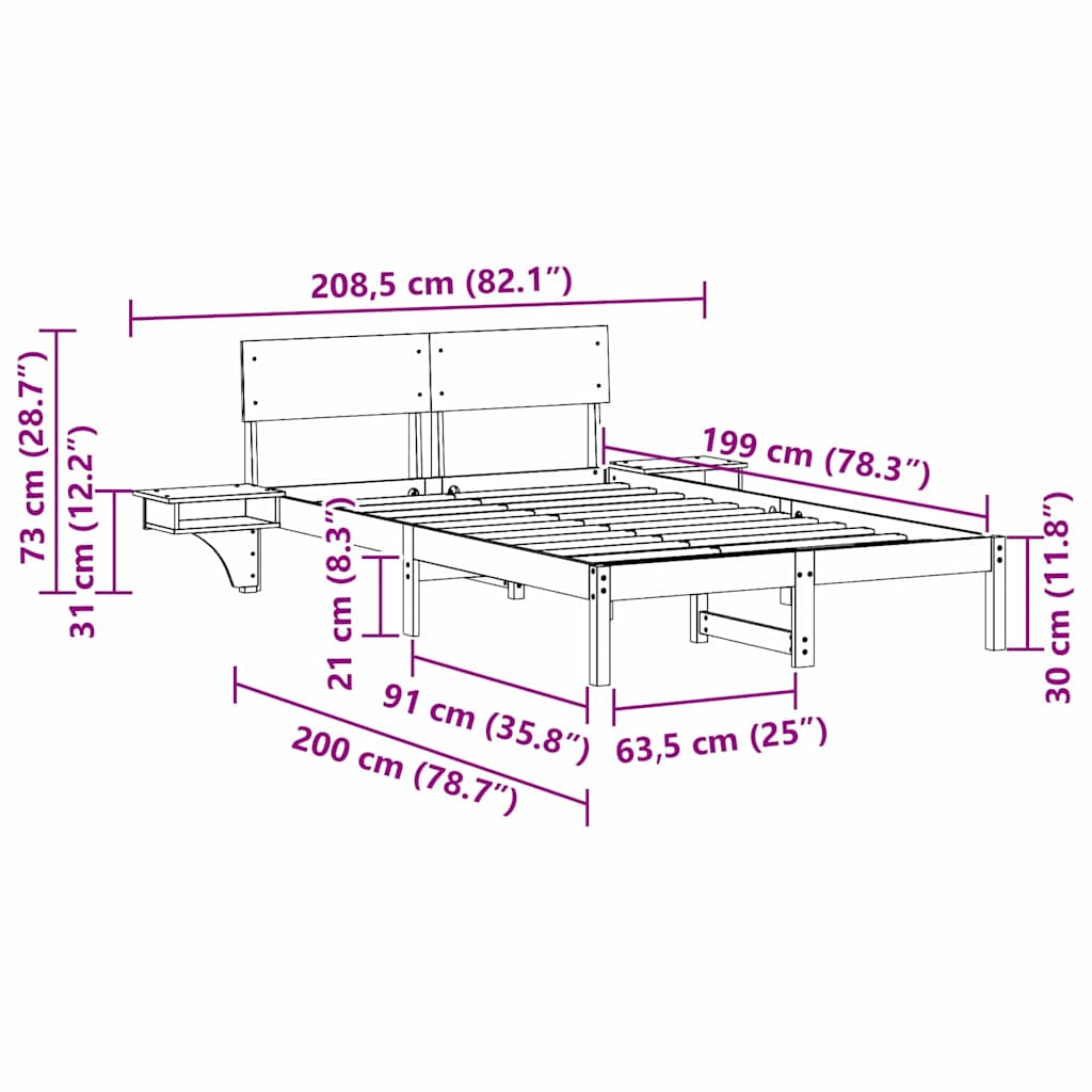 vidaXL Ramka łóżka Woskowy Brąz 135 x 190 cm Lite drewno sosnowe