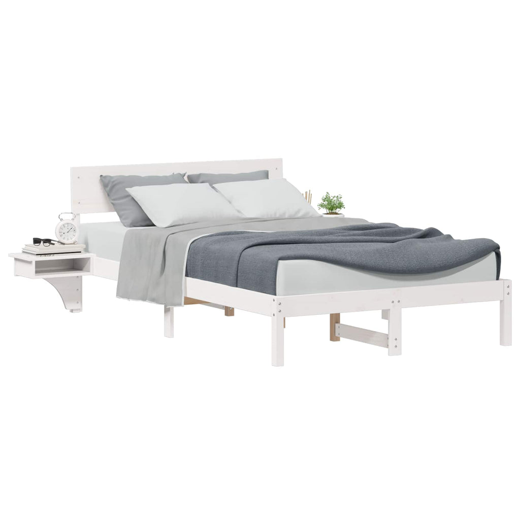 vidaXL Ramka łóżka Z zagłówkiem Biały 120 x 190 cm Lite drewno sosnowe