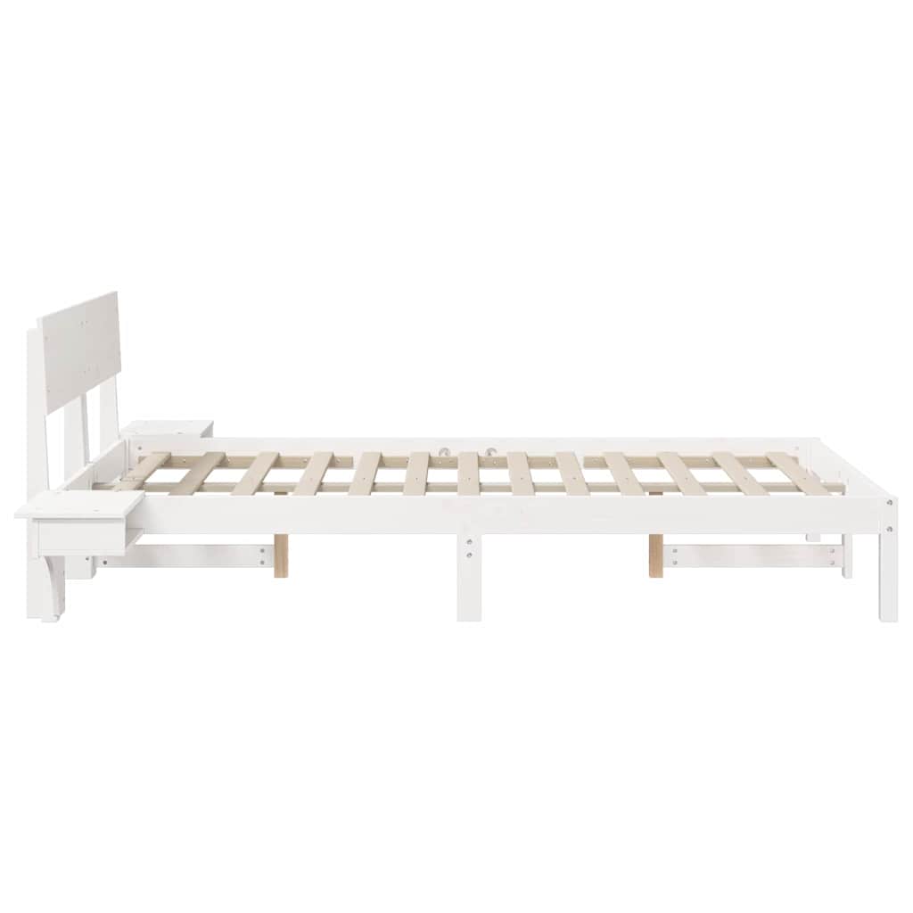 vidaXL Ramka łóżka Z zagłówkiem Biały 120 x 190 cm Lite drewno sosnowe