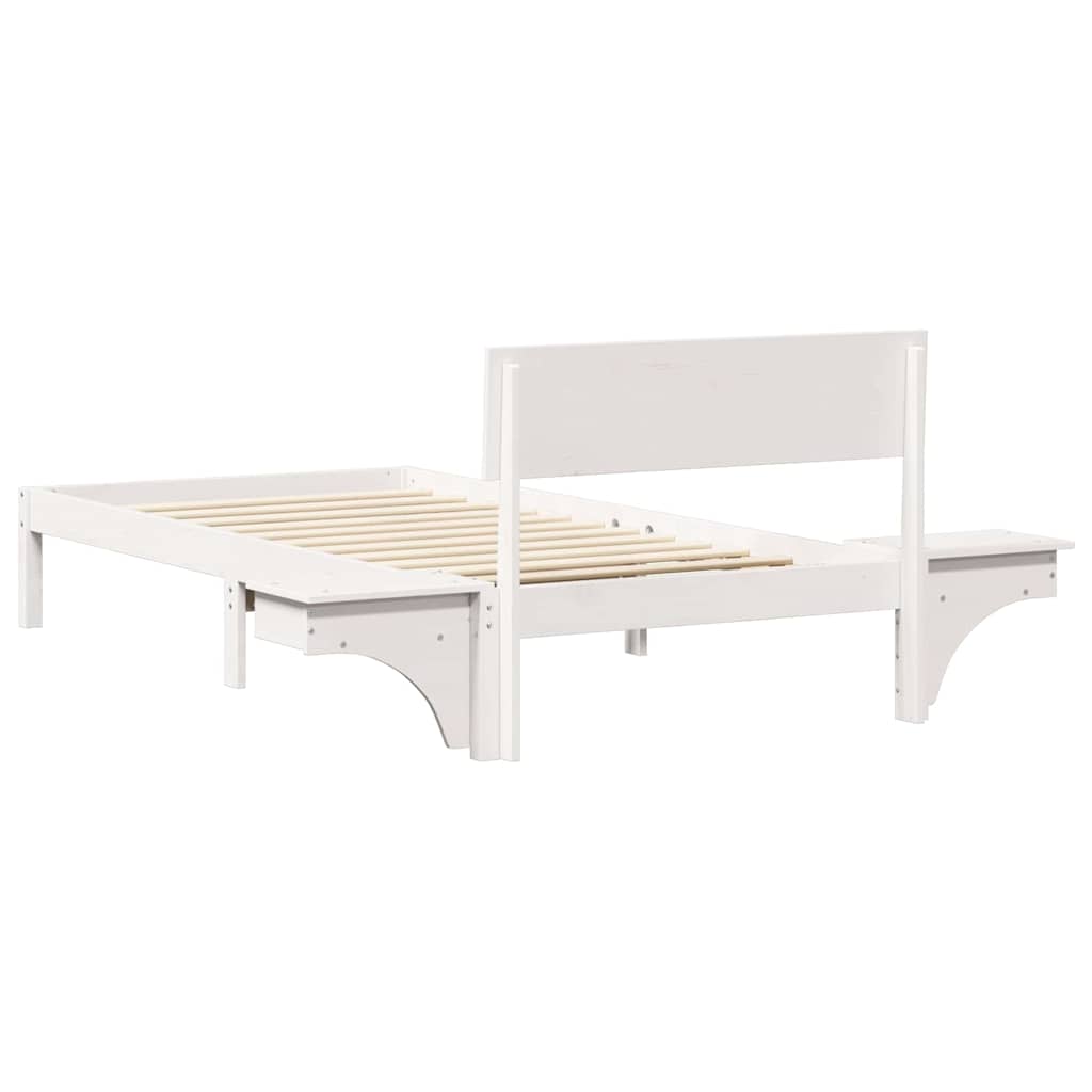 vidaXL Ramka łóżka Z zagłówkiem Biały 90 x 200 cm Lite drewno sosnowe