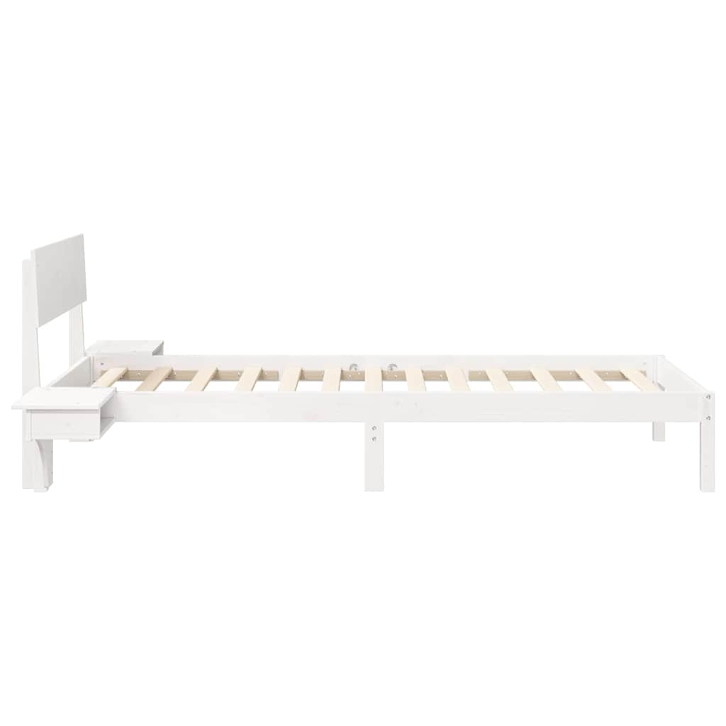 vidaXL Ramka łóżka Z zagłówkiem Biały 90 x 200 cm Lite drewno sosnowe
