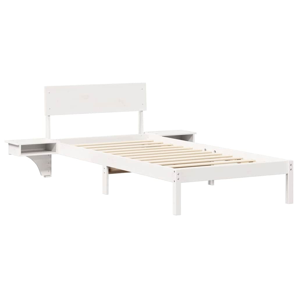 vidaXL Ramka łóżka Z zagłówkiem Biały 80 x 200 cm Lite drewno sosnowe
