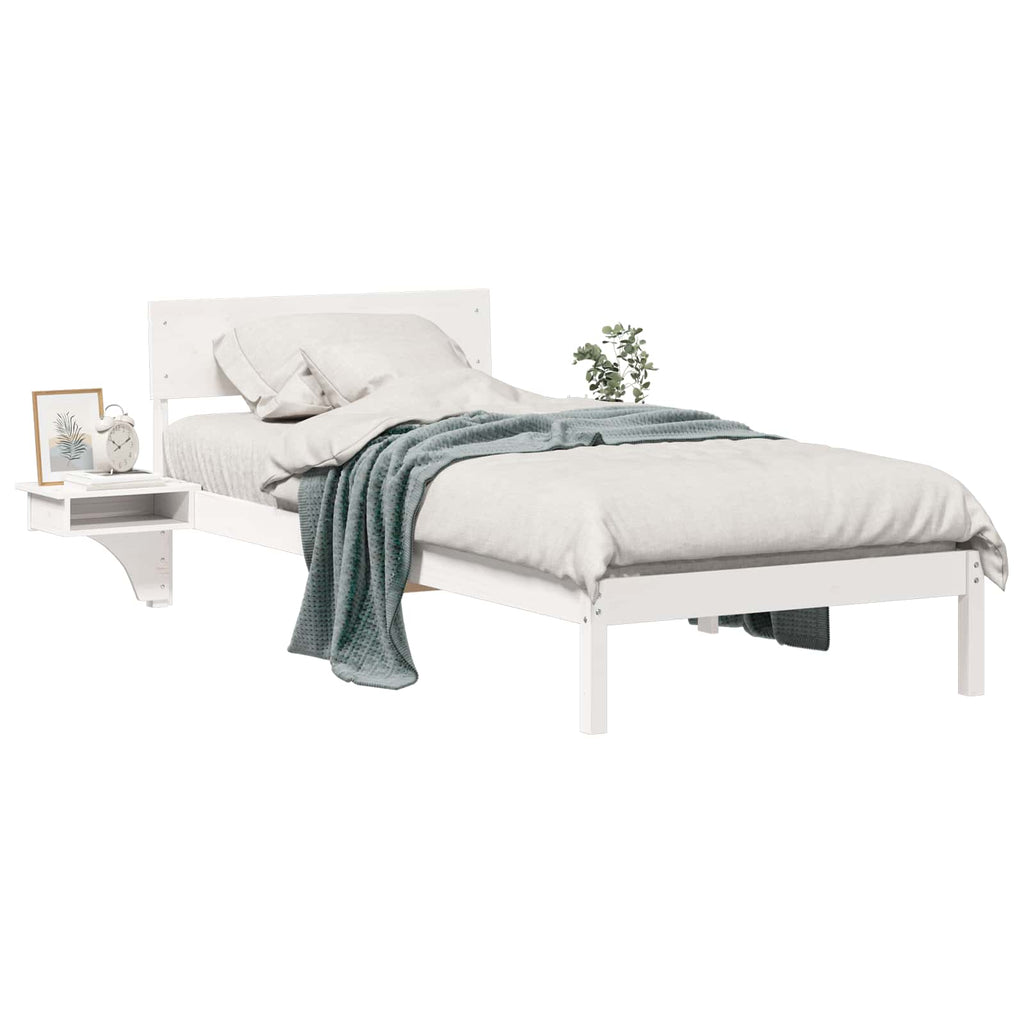 vidaXL Ramka łóżka Z zagłówkiem Biały 90 x 190 cm Lite drewno sosnowe
