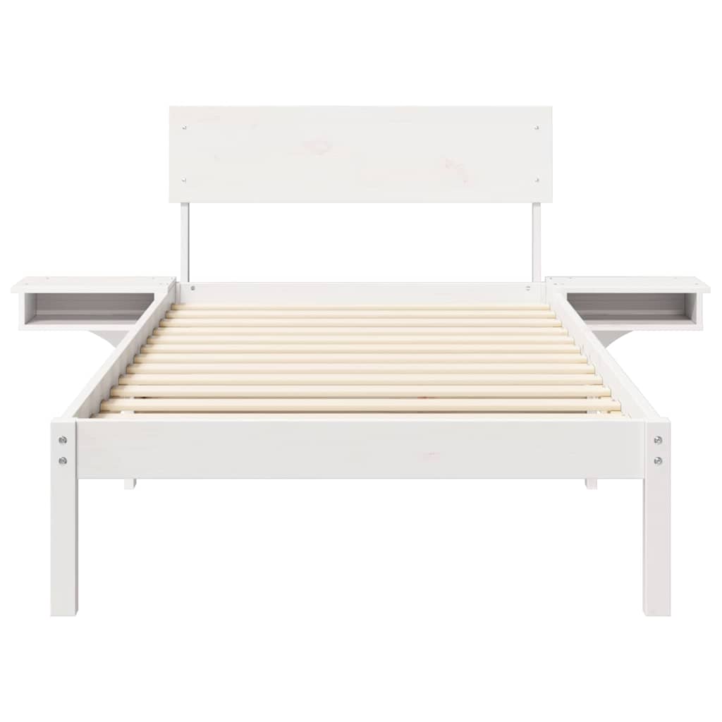 vidaXL Ramka łóżka Z zagłówkiem Biały 90 x 190 cm Lite drewno sosnowe