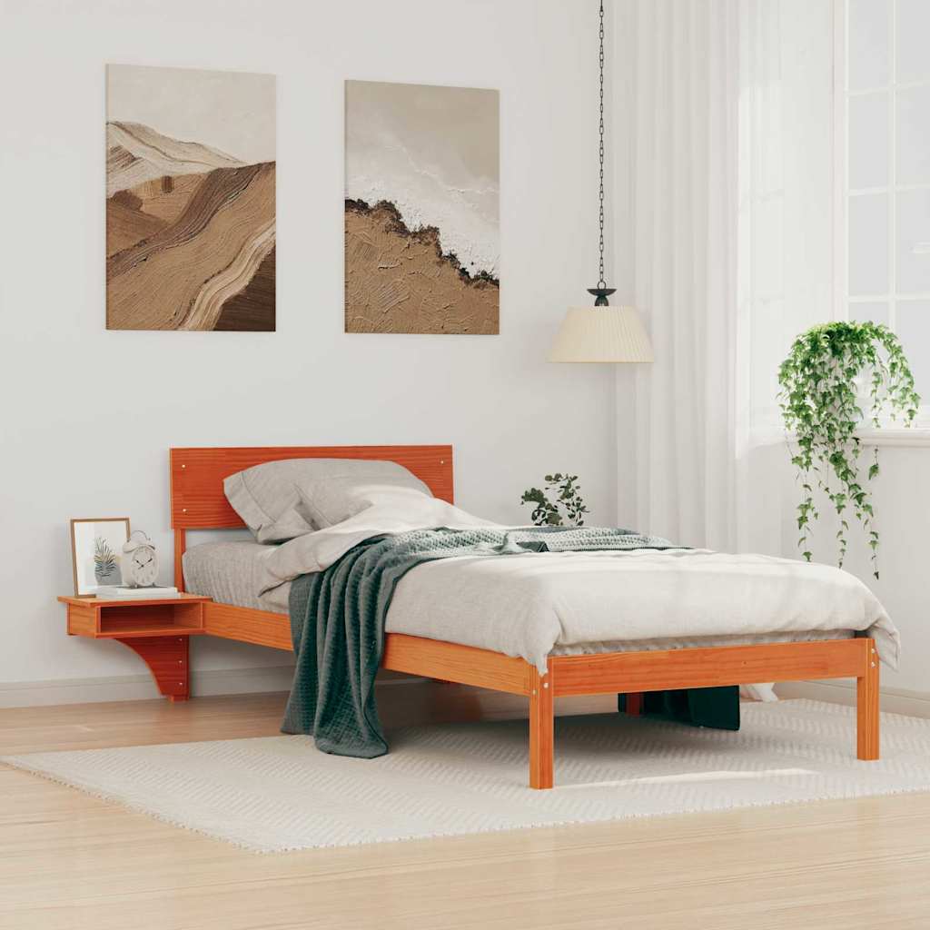 vidaXL Ramka łóżka Woskowy Brąz 90 x 190 cm Lite drewno sosnowe