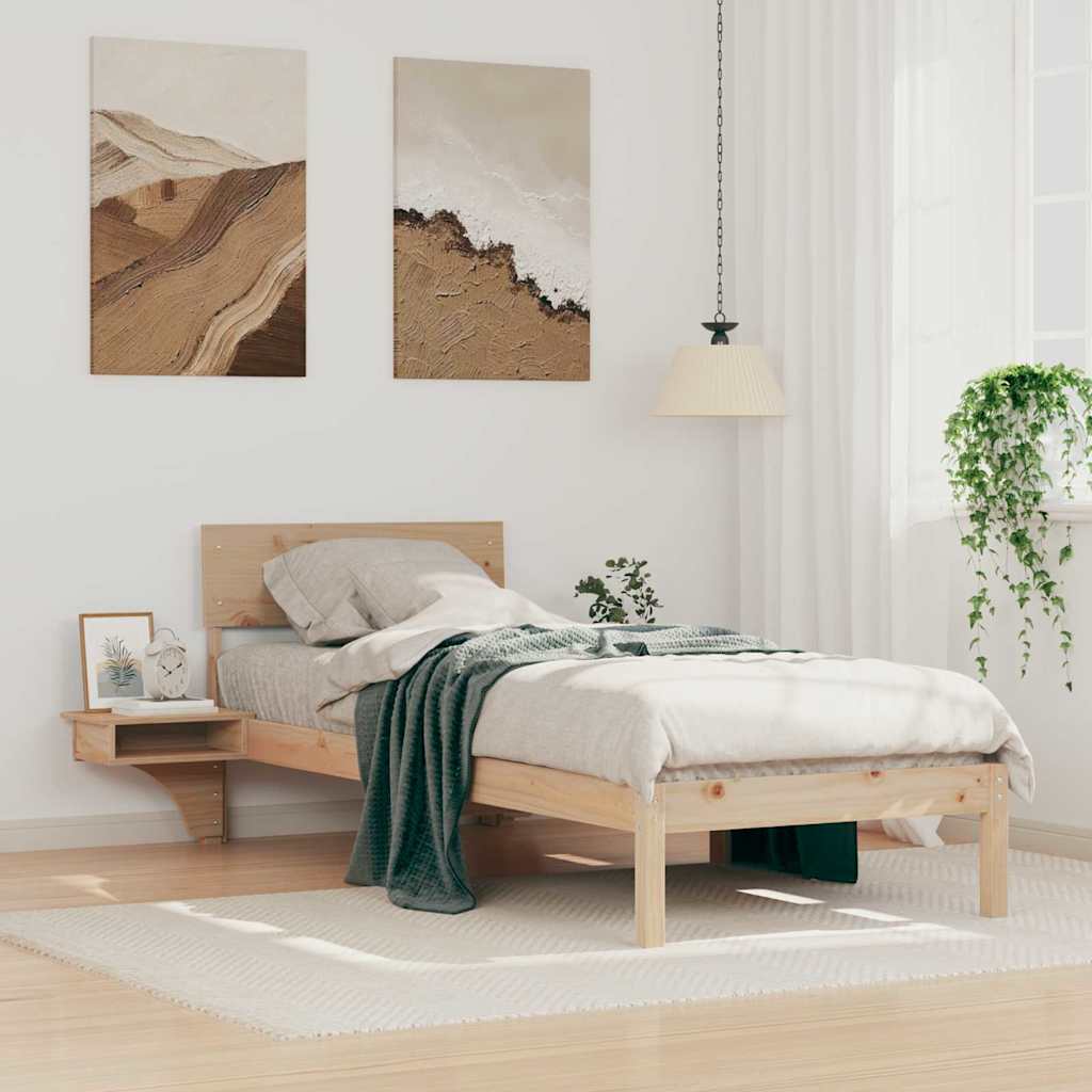 vidaXL Ramka łóżka Brązowy 75 x 190 cm Lite drewno sosnowe