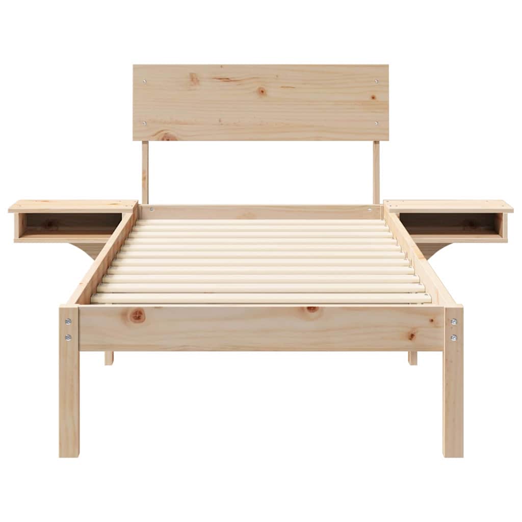 vidaXL Ramka łóżka Brązowy 75 x 190 cm Lite drewno sosnowe