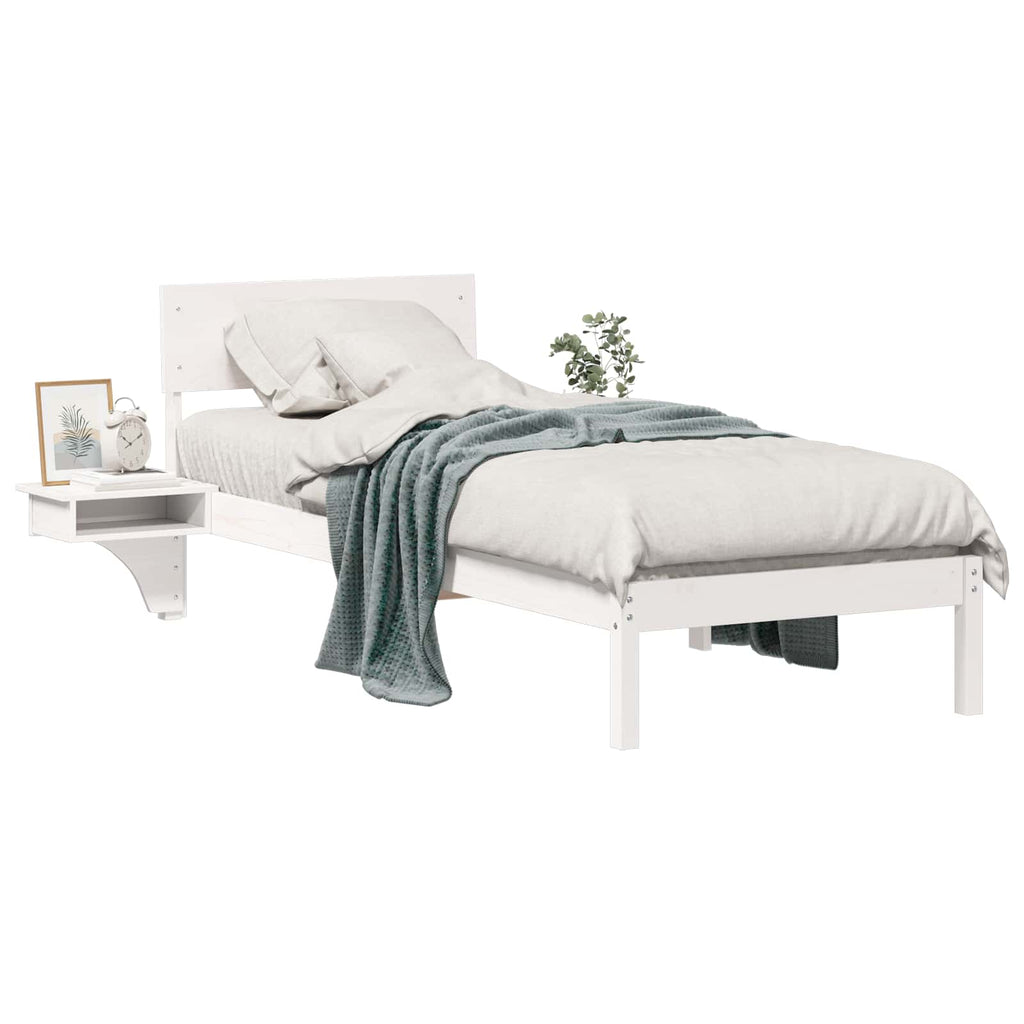 vidaXL Ramka łóżka Z zagłówkiem Biały 75 x 190 cm Lite drewno sosnowe