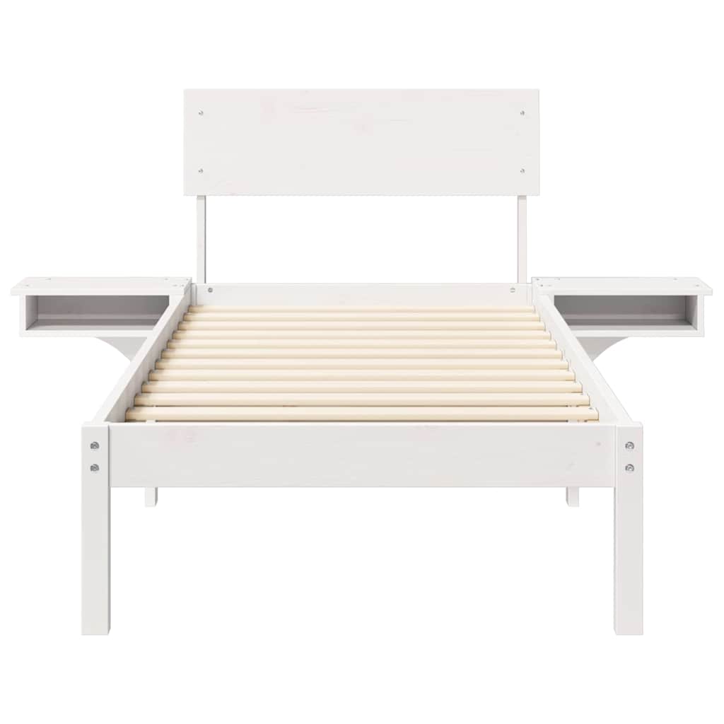 vidaXL Ramka łóżka Z zagłówkiem Biały 75 x 190 cm Lite drewno sosnowe