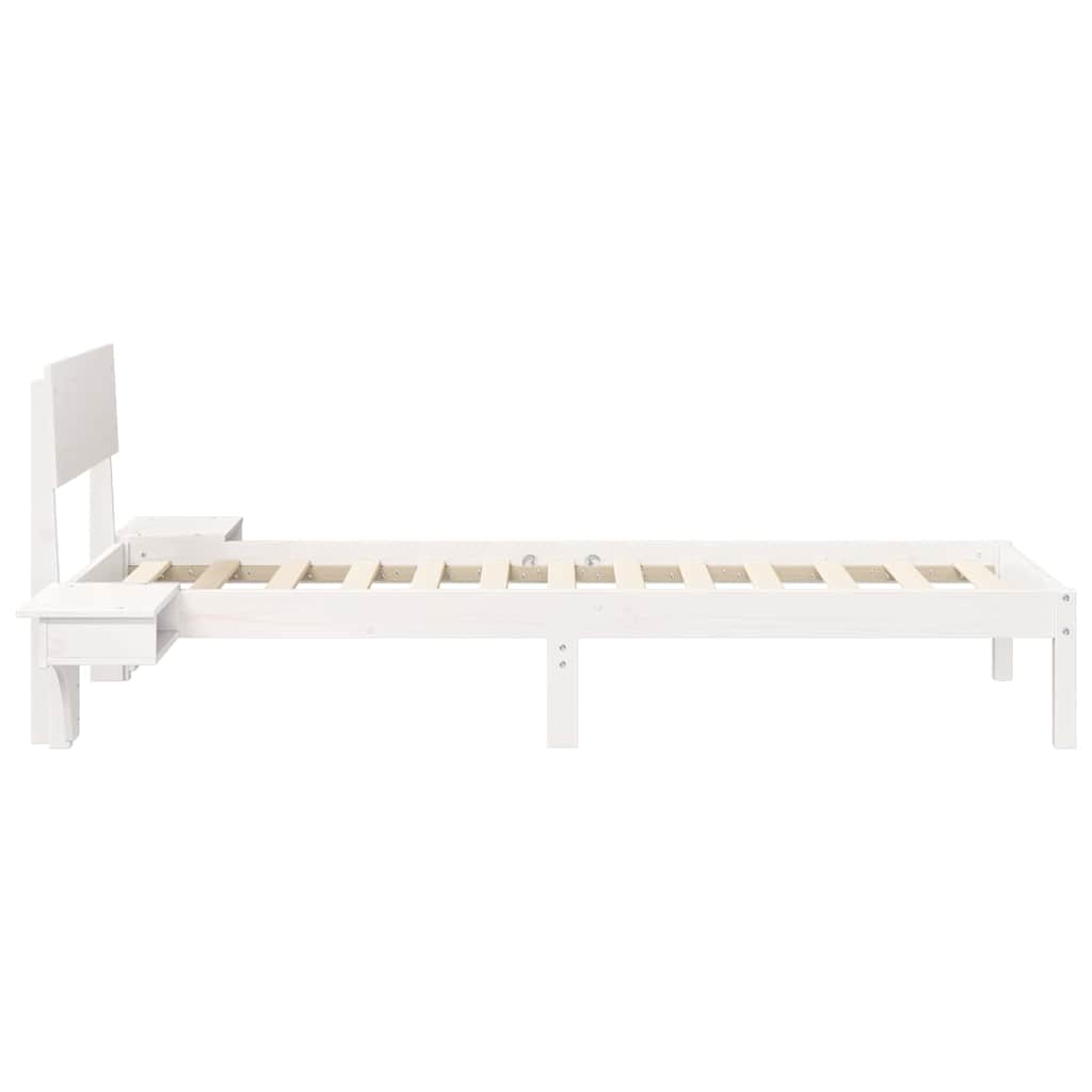 vidaXL Ramka łóżka Z zagłówkiem Biały 75 x 190 cm Lite drewno sosnowe