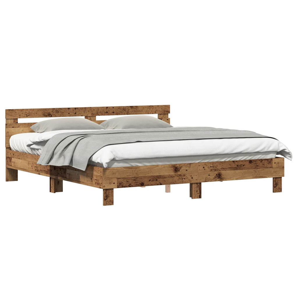 vidaXL Ramka łóżka Stare drewno 203 x 185 x 70 cm