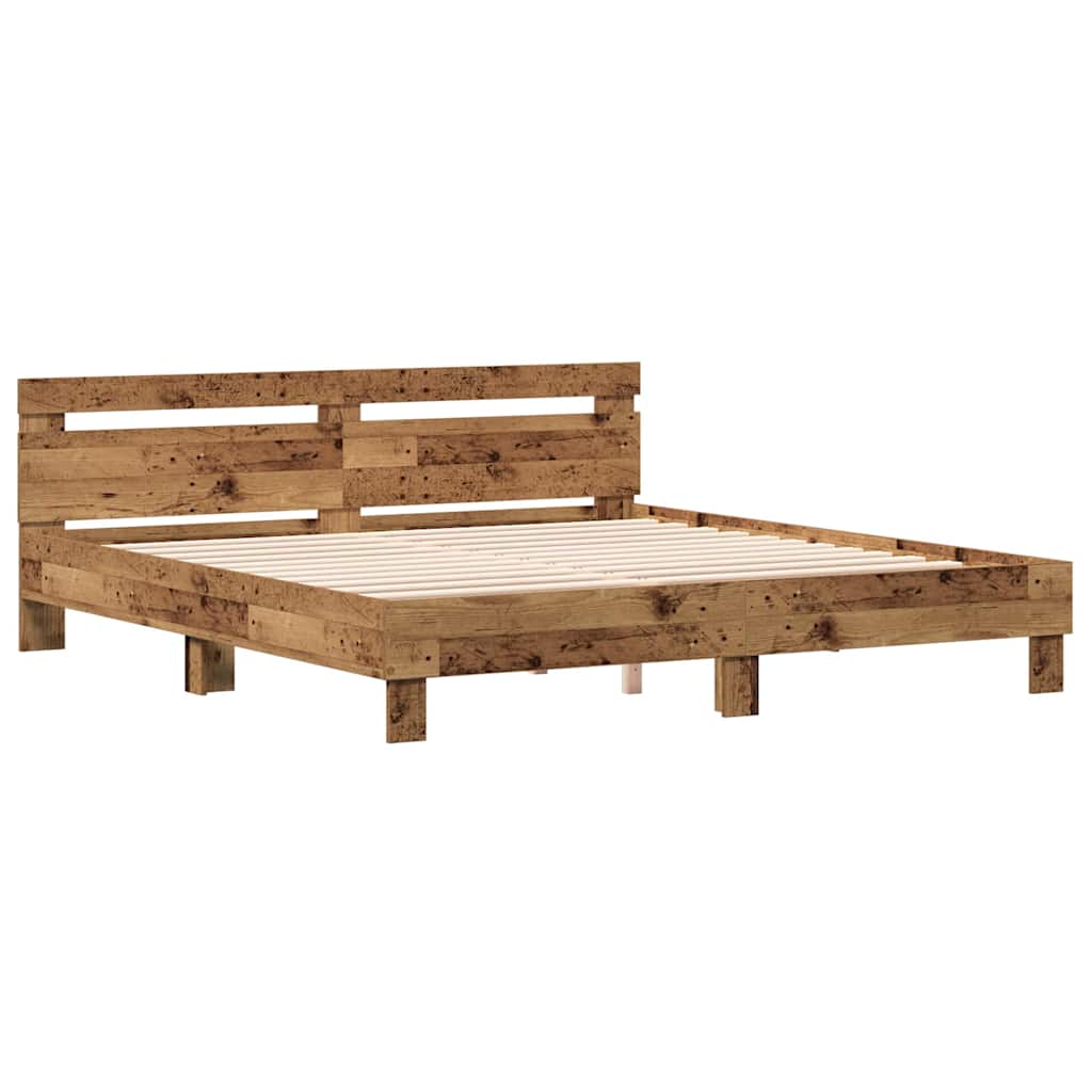 vidaXL Ramka łóżka Stare drewno 203 x 185 x 70 cm
