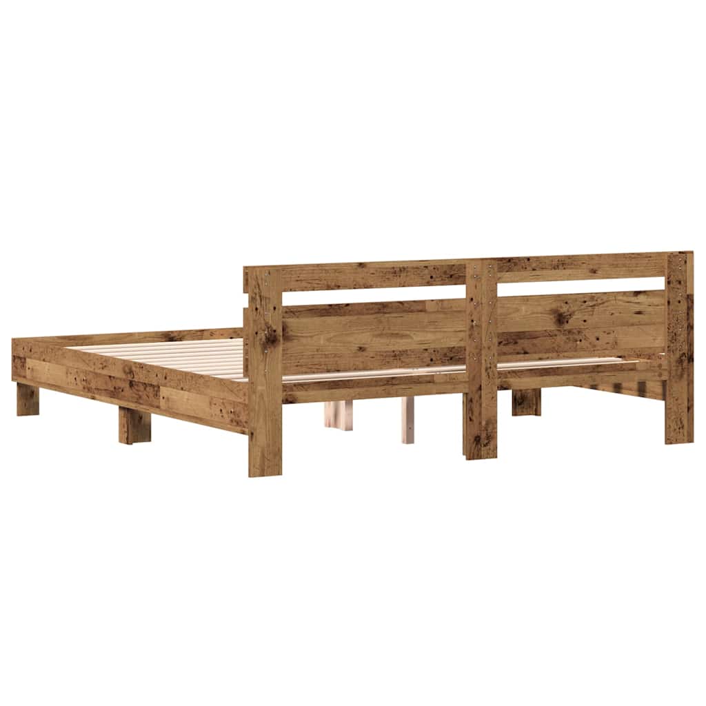 vidaXL Ramka łóżka Stare drewno 203 x 185 x 70 cm