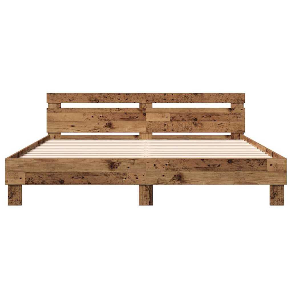 vidaXL Ramka łóżka Stare drewno 203 x 185 x 70 cm