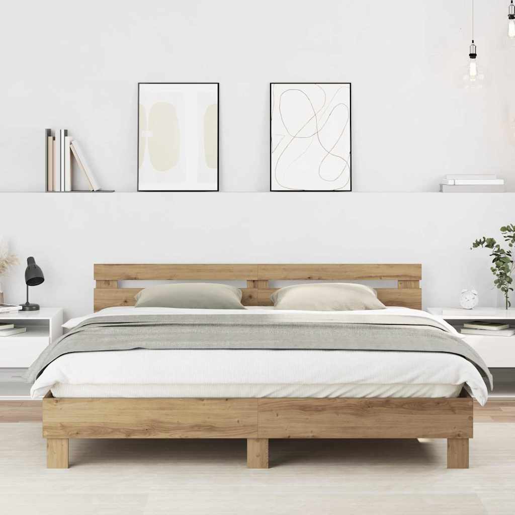 vidaXL Ramka łóżka Dąb rzemieślniczy 203 x 185 x 70 cm