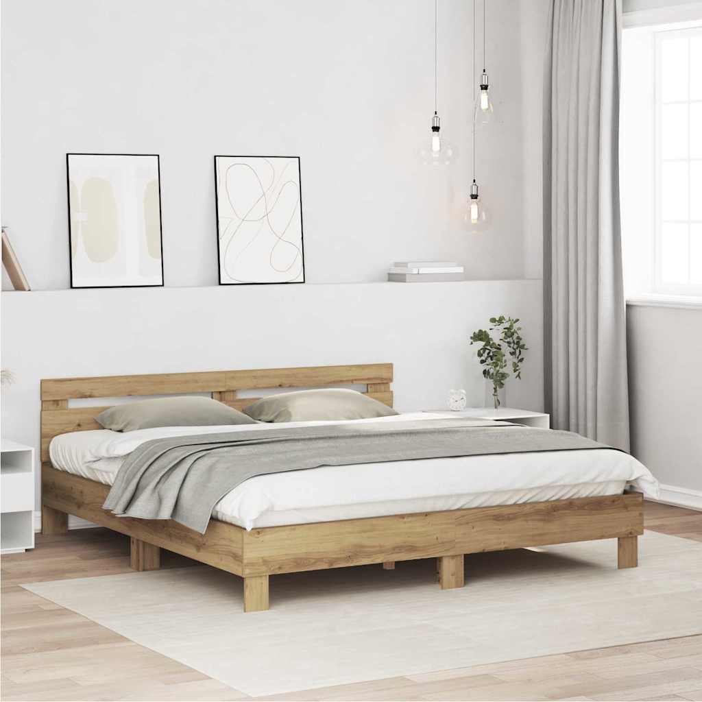 vidaXL Ramka łóżka Dąb rzemieślniczy 203 x 185 x 70 cm