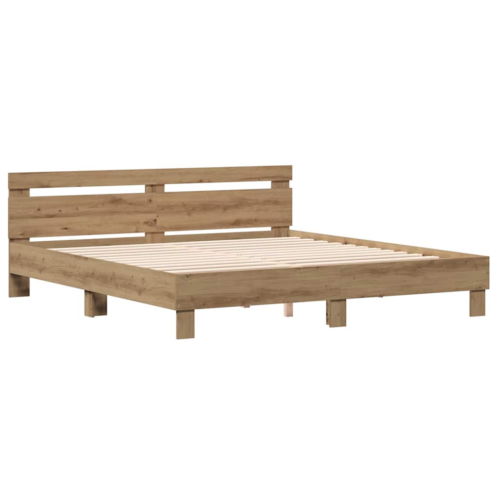 vidaXL Ramka łóżka Dąb rzemieślniczy 203 x 185 x 70 cm