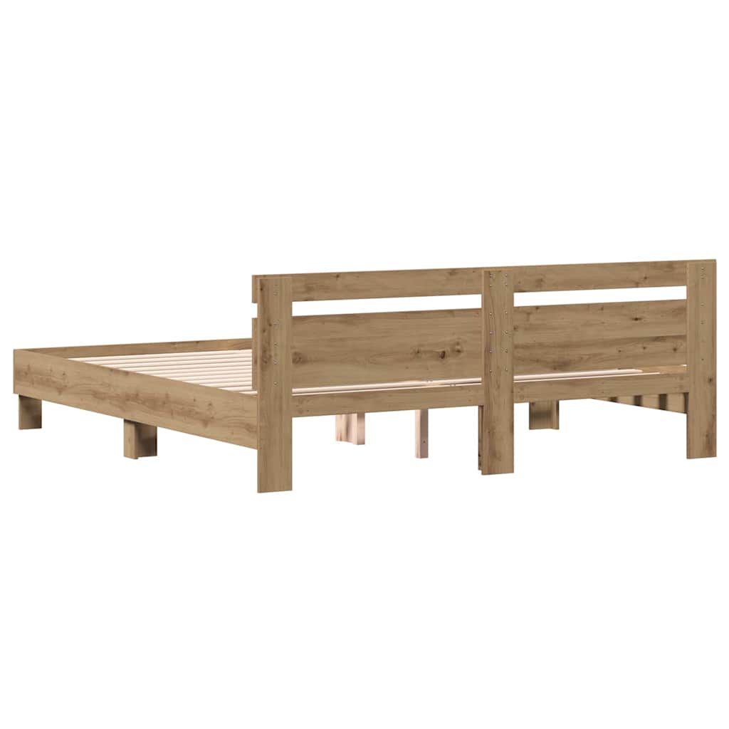 vidaXL Ramka łóżka Dąb rzemieślniczy 203 x 185 x 70 cm