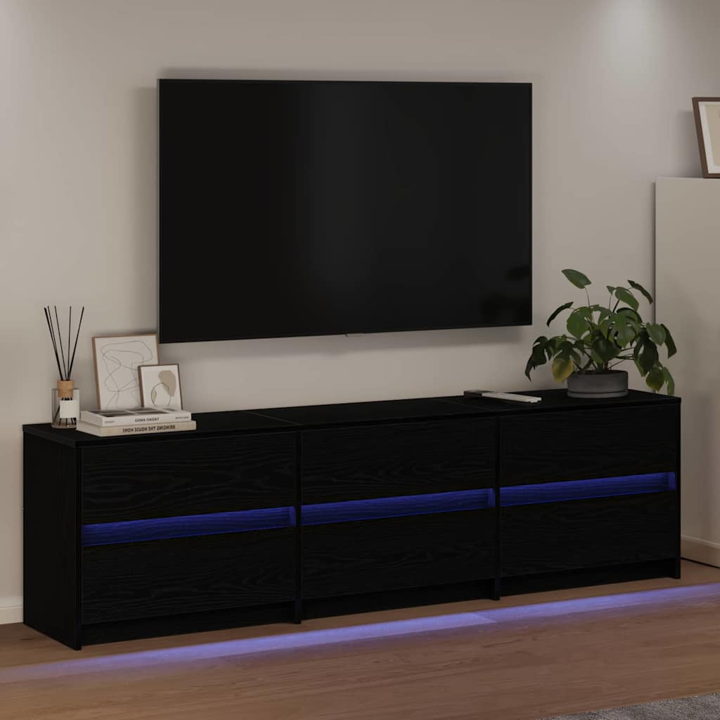 vidaXL Jednostki telewizyjne 2 pcs Czarny Dąb 180 x 34 x 50 cm