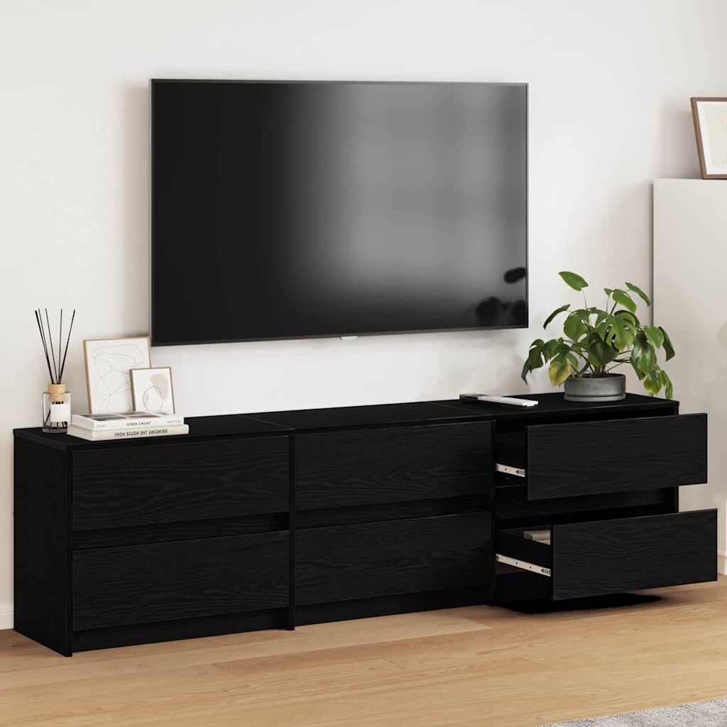 vidaXL Jednostki telewizyjne 2 pcs Czarny Dąb 180 x 34 x 50 cm