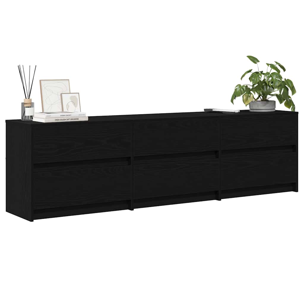 vidaXL Jednostki telewizyjne 2 pcs Czarny Dąb 180 x 34 x 50 cm