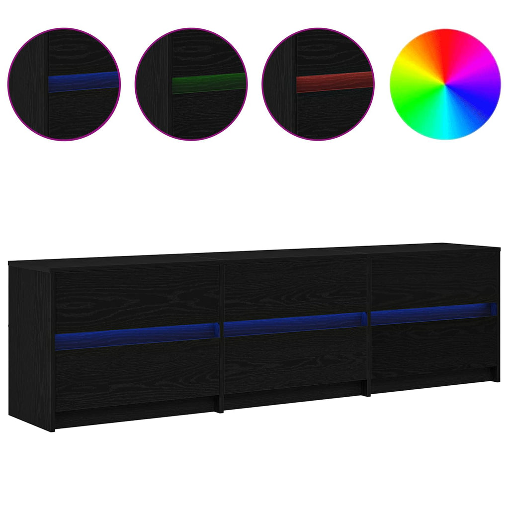 vidaXL Jednostki telewizyjne 2 pcs Czarny Dąb 180 x 34 x 50 cm