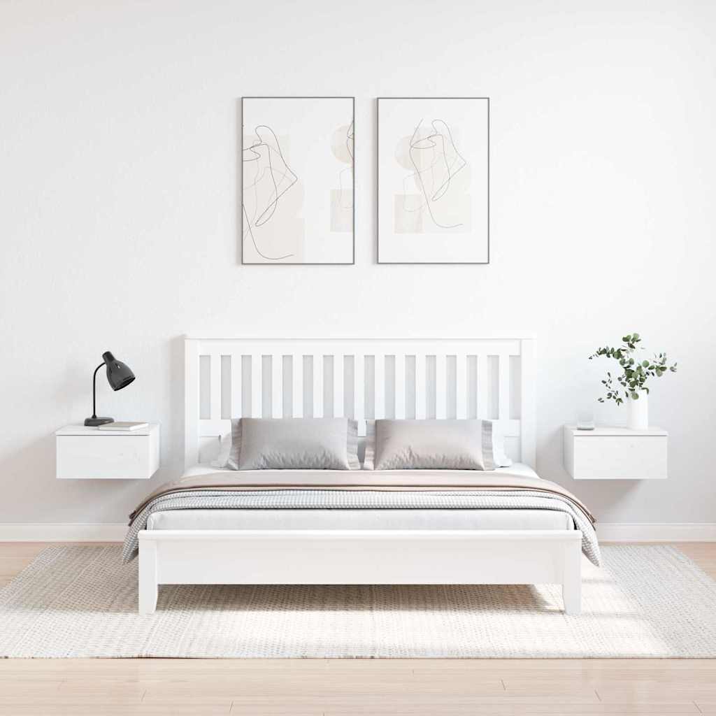 vidaXL Stolik nocny 2 pcs Biały 37 x 35 x 18,5 cm Lite drewno sosnowe