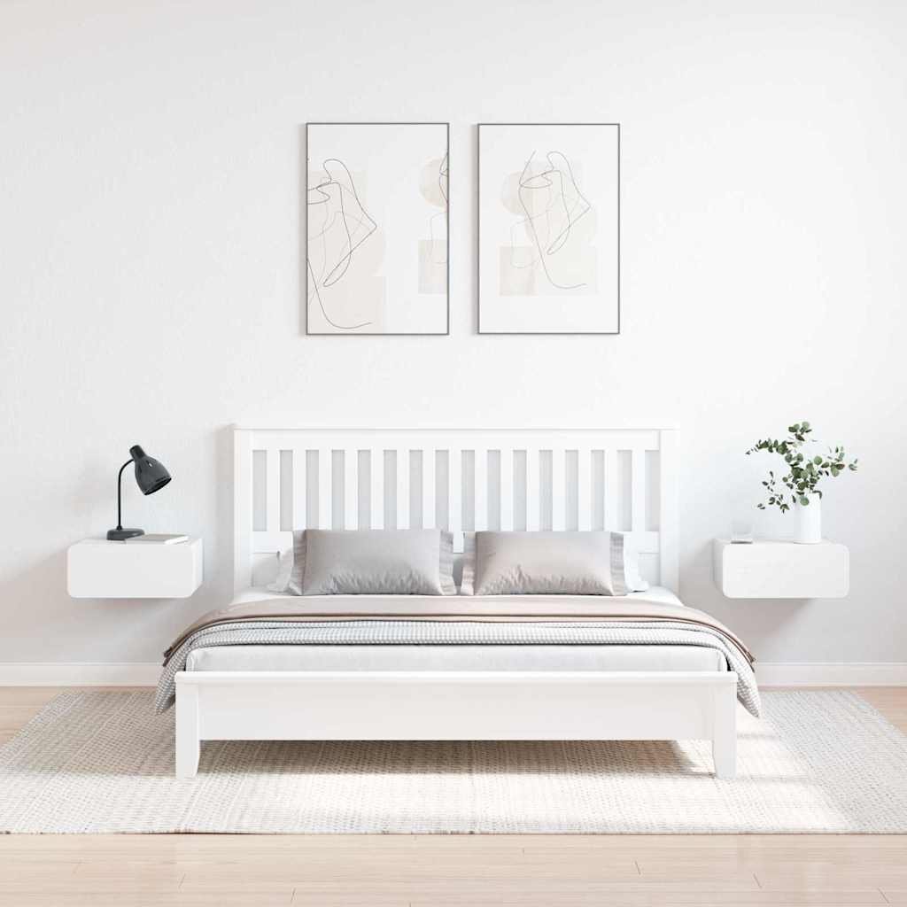 vidaXL Stolik nocny 2 pcs Biały 39 x 34 x 16,5 cm Lite drewno sosnowe