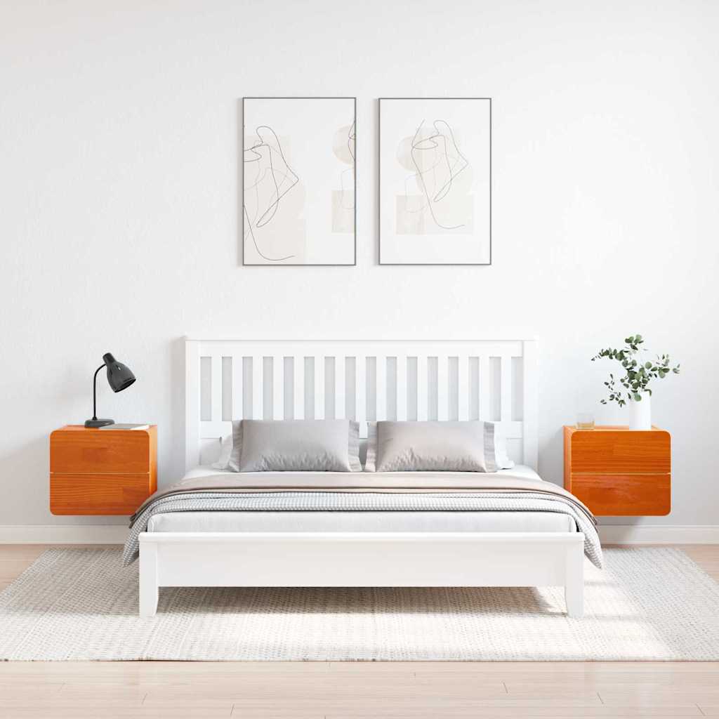 vidaXL Stolik nocny 2 pcs Brązowy 39 x 34 x 33 cm Lite drewno sosnowe