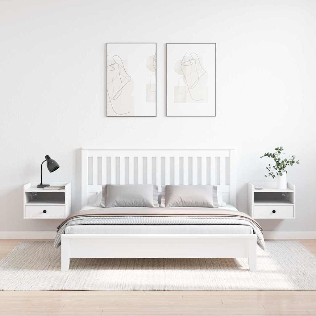 vidaXL Stolik nocny 2 pcs Biały 38 x 36 x 29,5 cm Lite drewno sosnowe