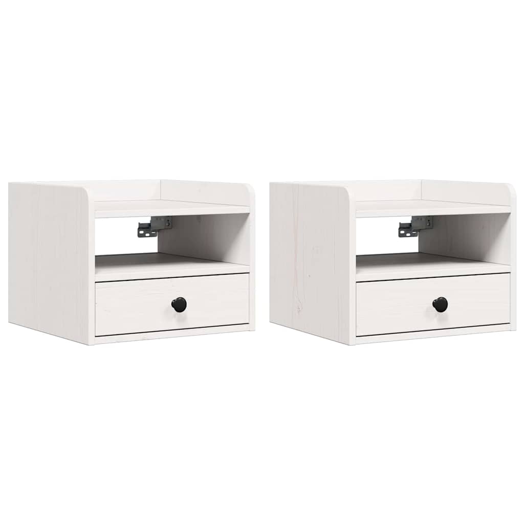 vidaXL Stolik nocny 2 pcs Biały 38 x 36 x 29,5 cm Lite drewno sosnowe