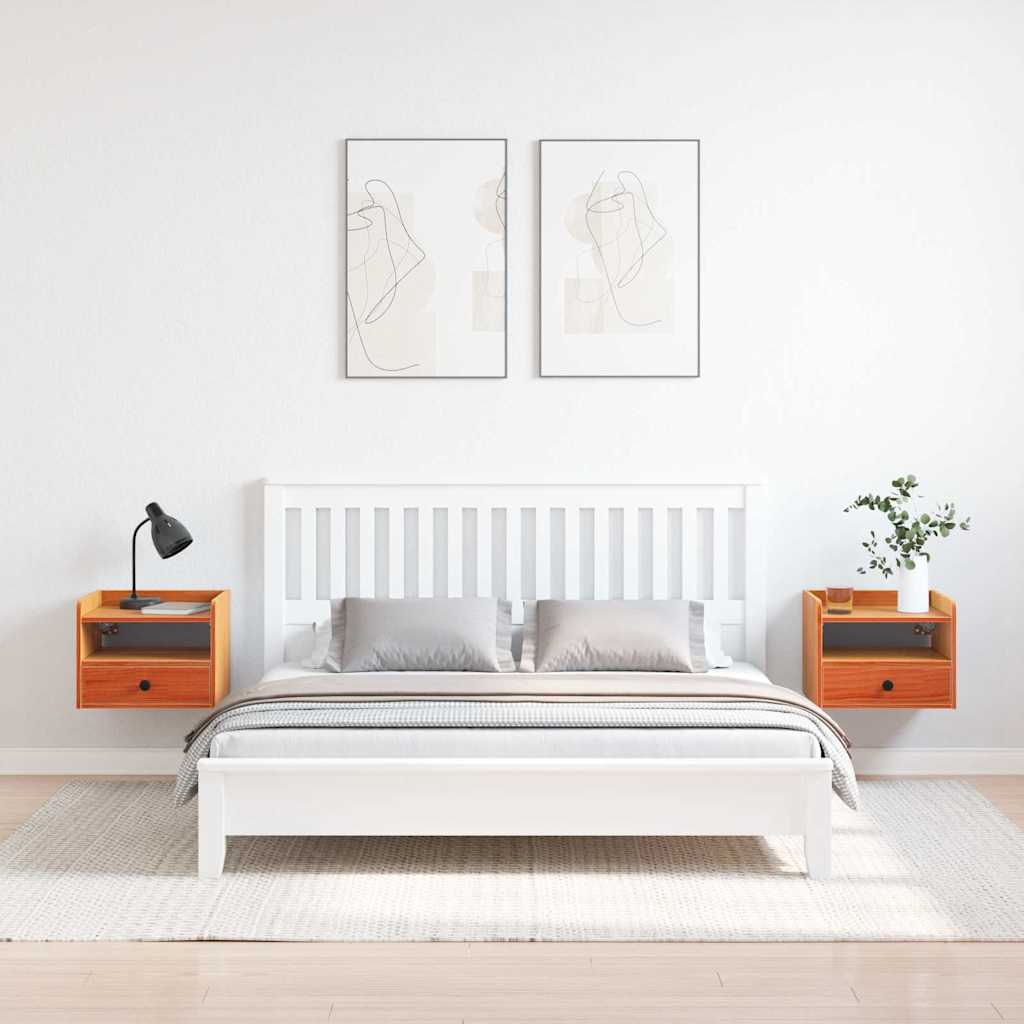 vidaXL Stolik nocny z szufladą 2 pcs Woskowy Brąz 38 x 36 x 29,5 cm