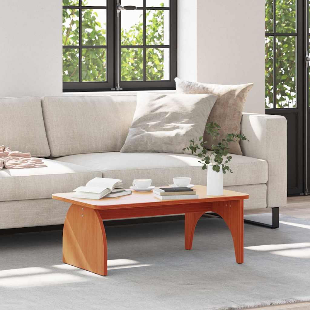 vidaXL Stolik kawowy Woskowy Brąz 80 x 50 x 31 cm Lite drewno sosnowe