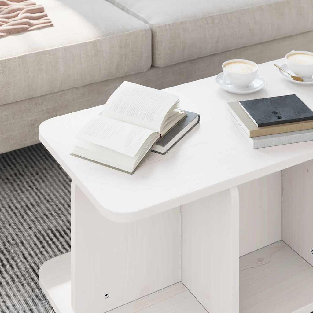 vidaXL Stolik kawowy Biały 80 x 39,5 x 33,5 cm Lite drewno sosnowe